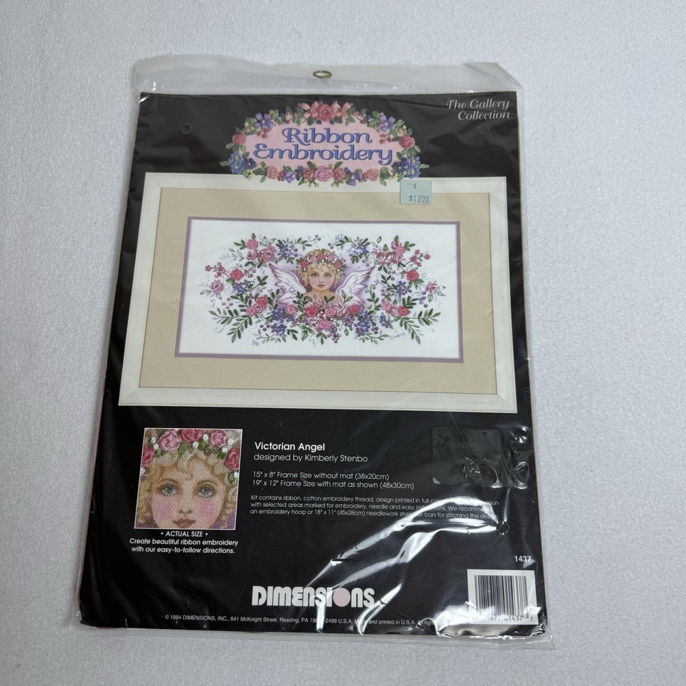New Dimensions Ribbon Embroidery Kit Victorian‎ Angel #1437 By Kimberly Stenbo